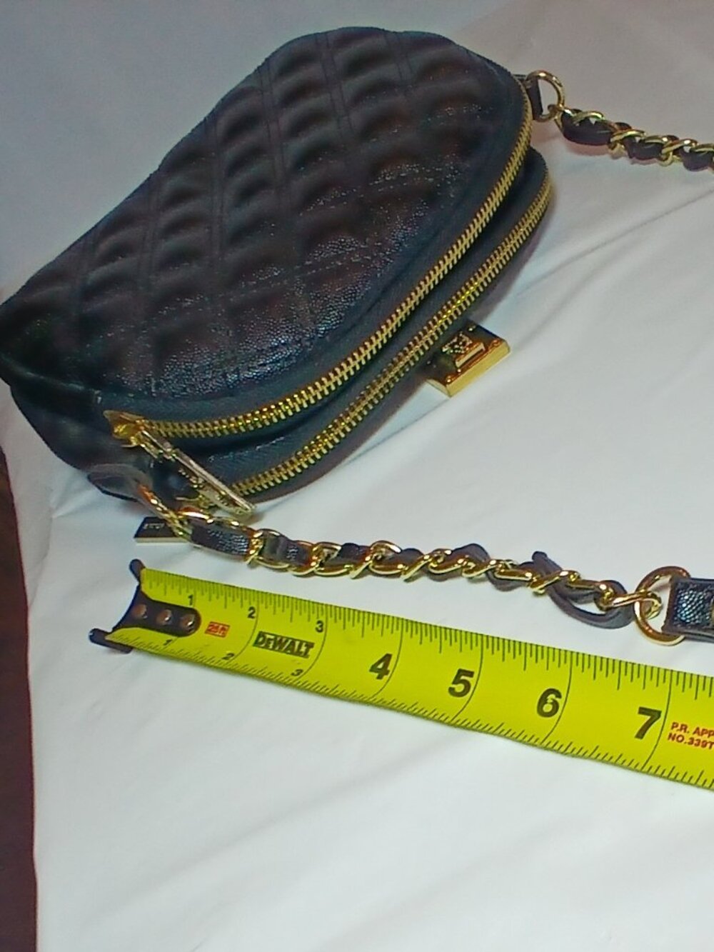 Anne Klein Crossbody Bag Black (Faux Leather) with Gold chain - Picture 7 of 11
